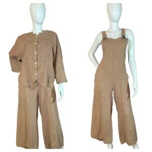 1990s Early Cynthia Ashby 100% Linen Oversized Set – Handmade Label